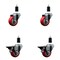 Service Caster 3'' Red Poly Wheel Swivel 1-3/8'' Expanding Stem Caster Set 2 Brakes, 4PK SCC-EX20S314-PPUB-RED-2-PLB-2-138 - alternate 1